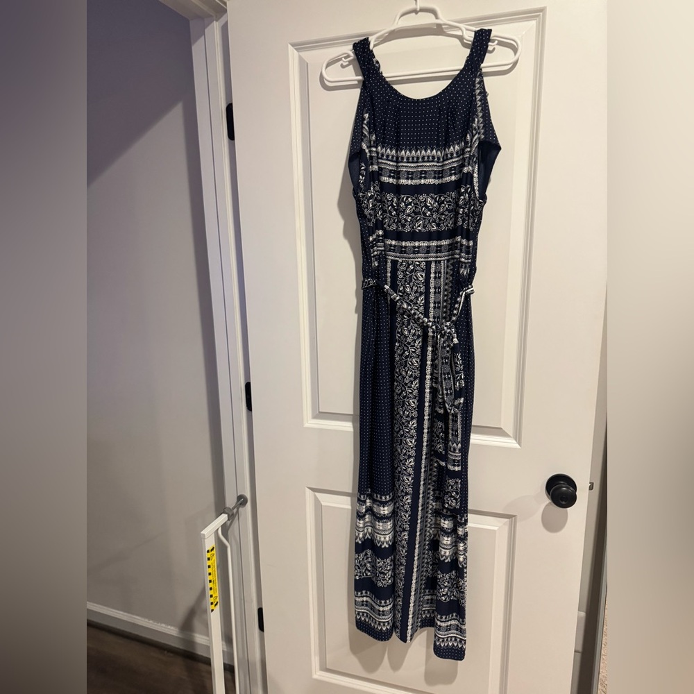 Lane Bryant Navy and White Maxi Dress